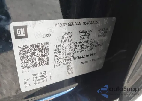 2021 Chevrolet Silverado C1500 Custom from USA, damaged, VIN 1GCRWBEK5MZ163546